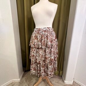 Chelsea & Violet Floral A-Line Skirt in Brown and Cream XL